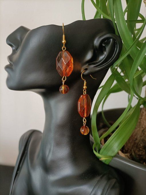 Boucle d'oreille ambre 8