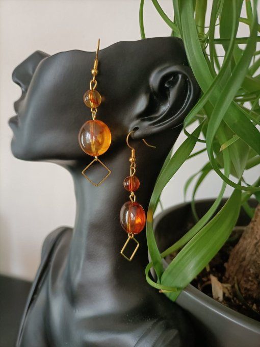Boucle d'oreille ambre 9