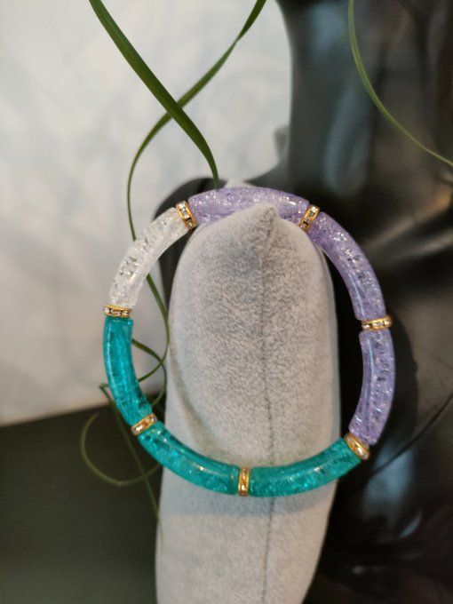 Bracelet tubulaire craquelet tri colore b6