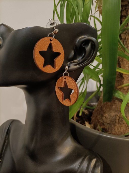 Boucle d'oreille bois 2